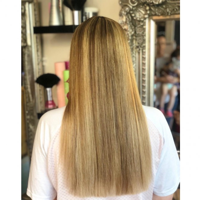 Long hair styled at Beauty and the Beach